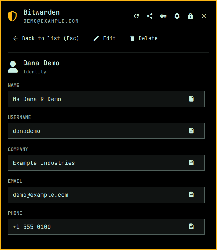 Identity detail