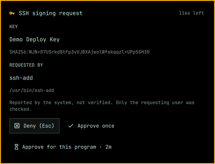 SSH signing approval